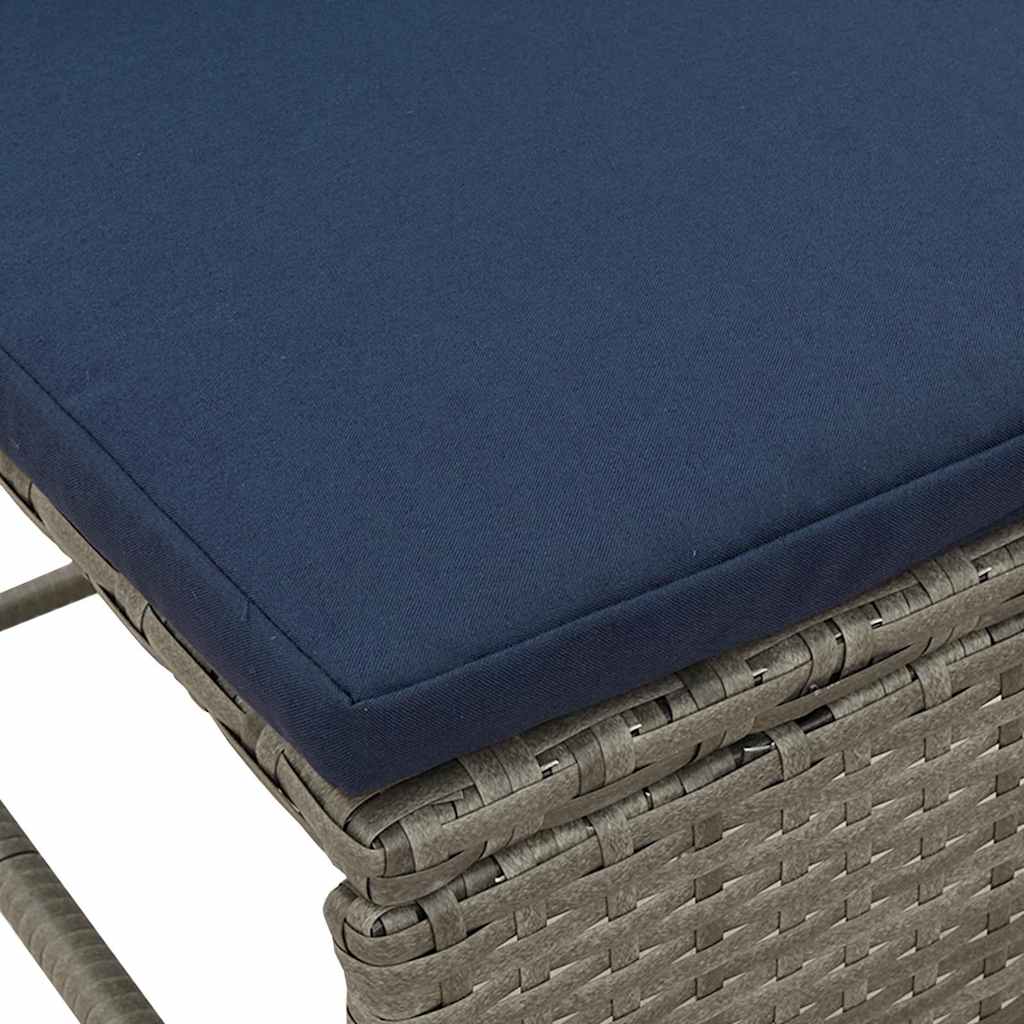 Conjunto de Sofá de Jardim 6 pcs cinzento e azul marinho