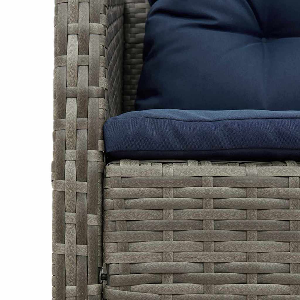 Conjunto de Sofá de Jardim 6 pcs cinzento e azul marinho