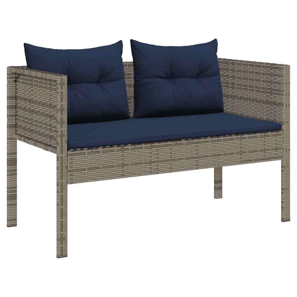 Conjunto de Sofá de Jardim 6 pcs cinzento e azul marinho