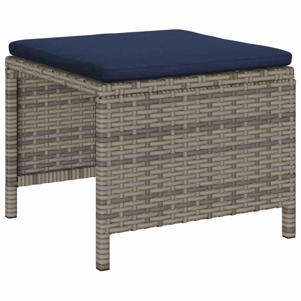 Conjunto de Sofá de Jardim 6 pcs cinzento e azul marinho