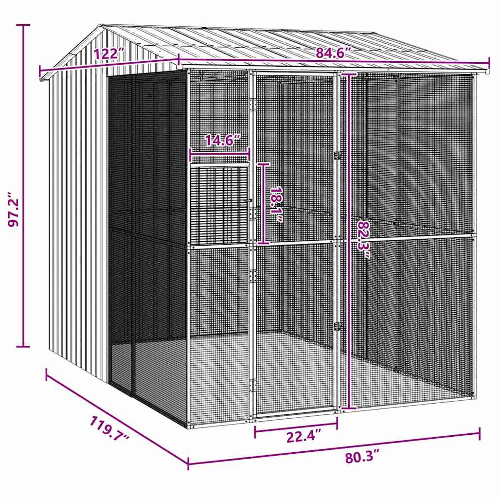 Gaiola para Pássaros Cinzeto 215 x 310 x 247 cm Aço galvanizado