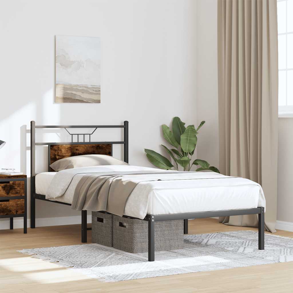 Estrutura cama s/ colchão derivados de madeira carvalho fumado