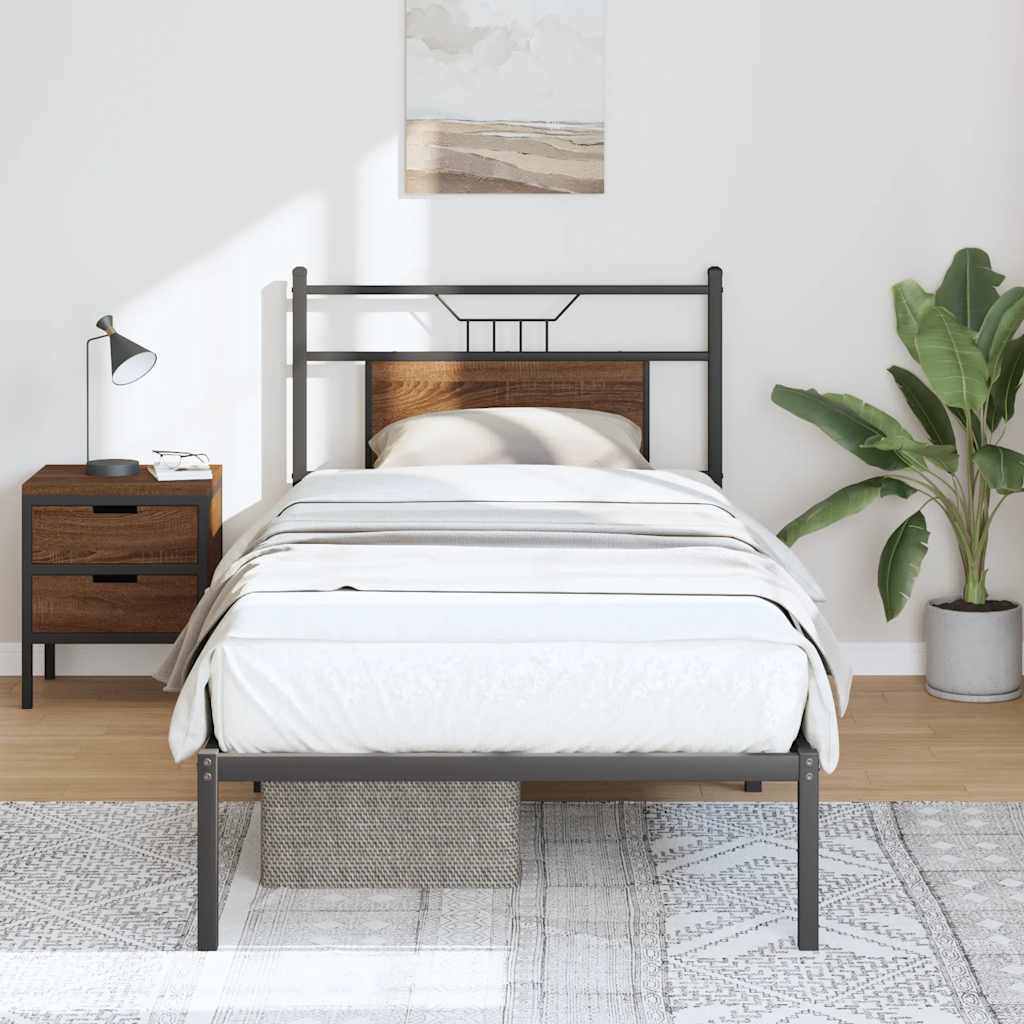 Estrutura cama s/ colchão derivados madeira carvalho castanho