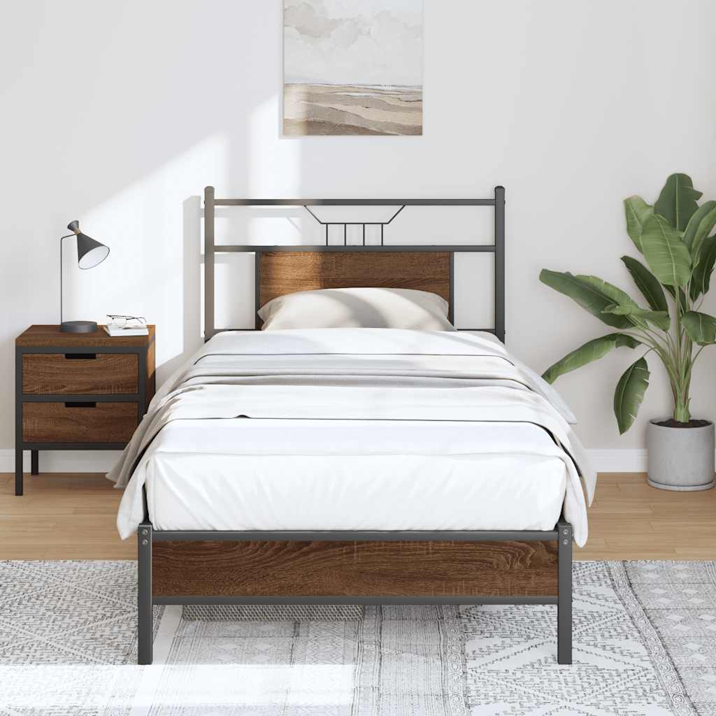 Estrutura cama s/ colchão derivados madeira carvalho castanho