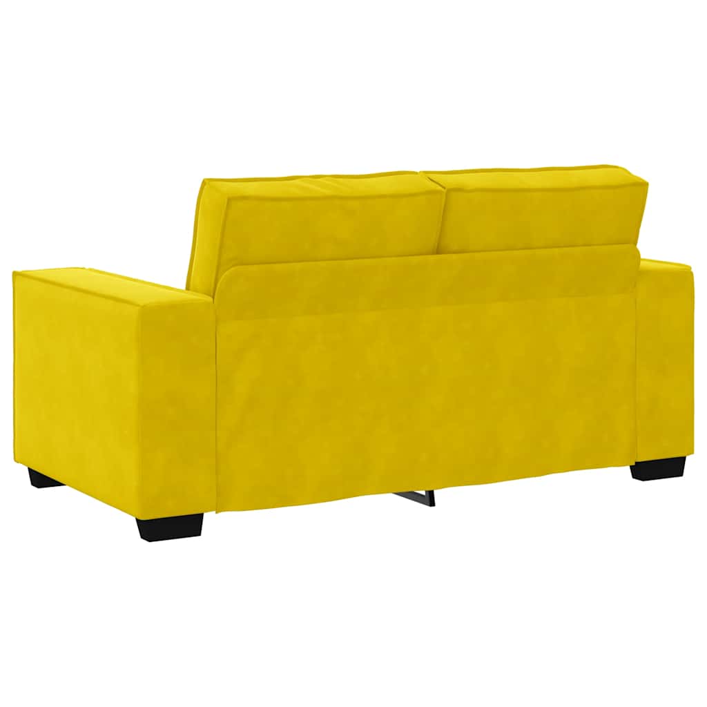 Sofá de 2 lugares veludo 120 cm amarelo