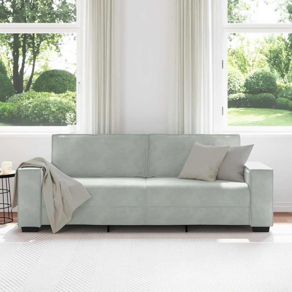 Sofá de 3 lugares 180 cm veludo cinzento-claro