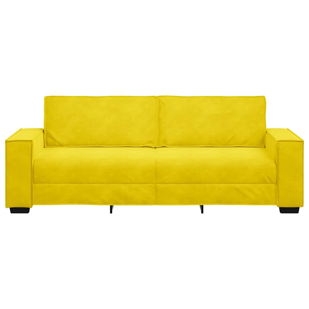 Sofá de 3 lugares 180 cm veludo amarelo