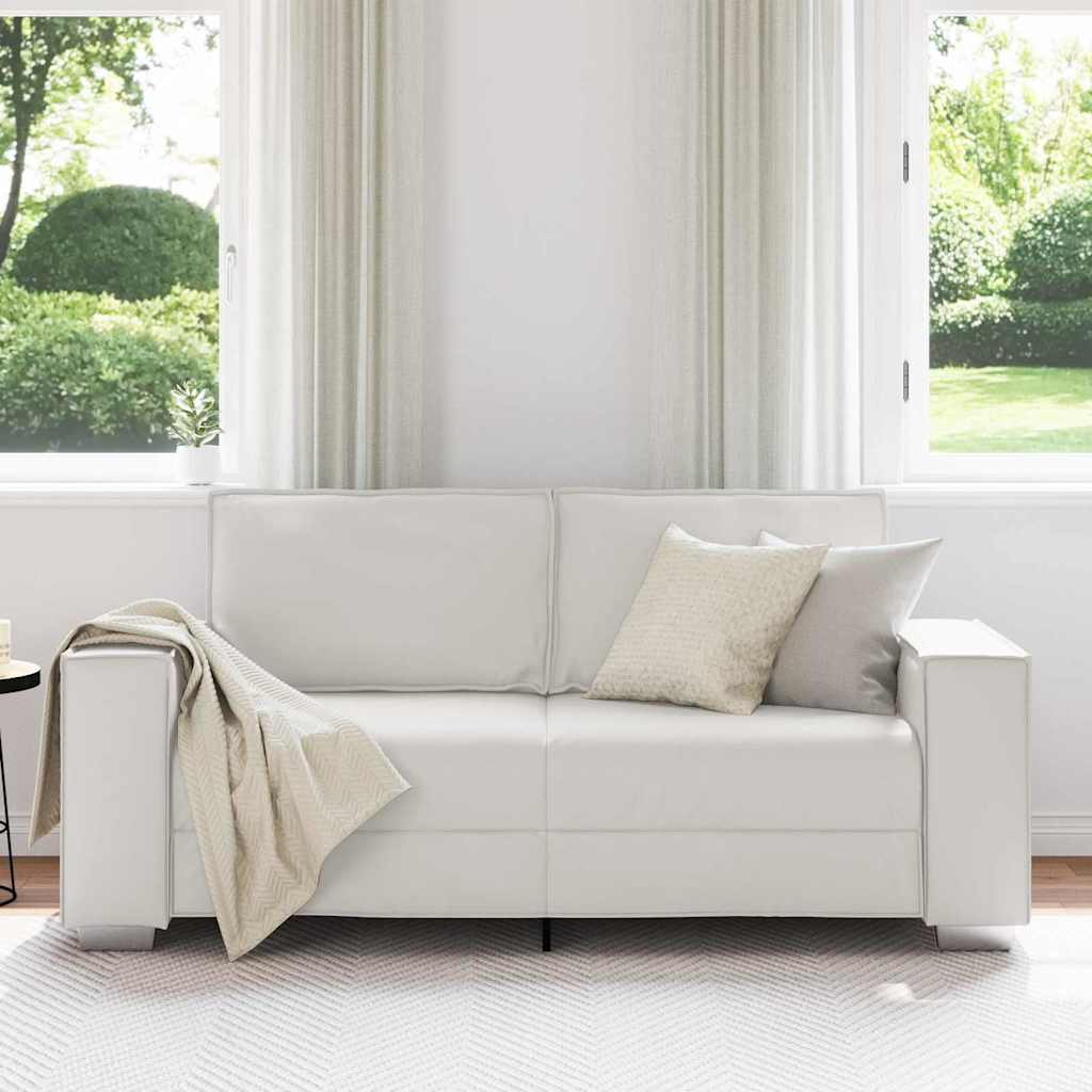Sofá Loveseat 140 cm com almofada Branco Couro sintético