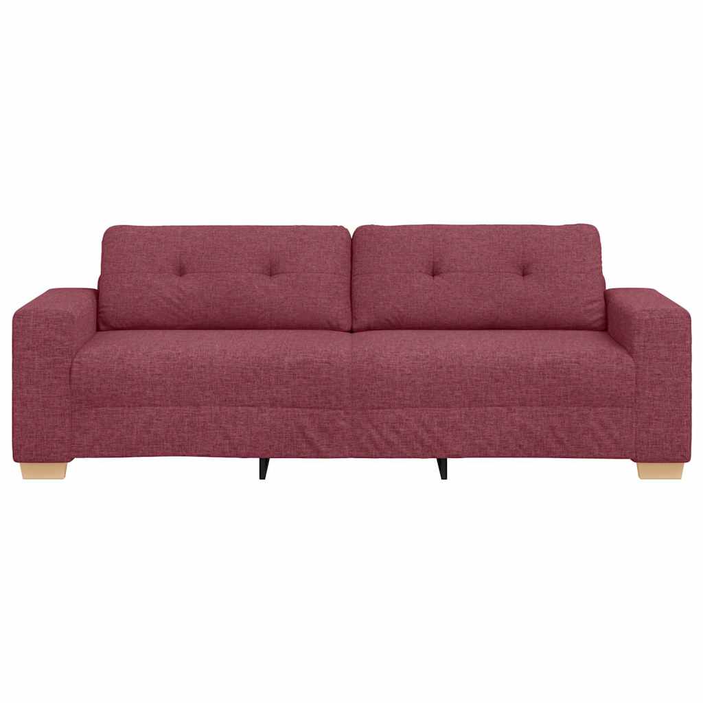 Sofá de 3 Lugares com almofada vermelho tinto tecido