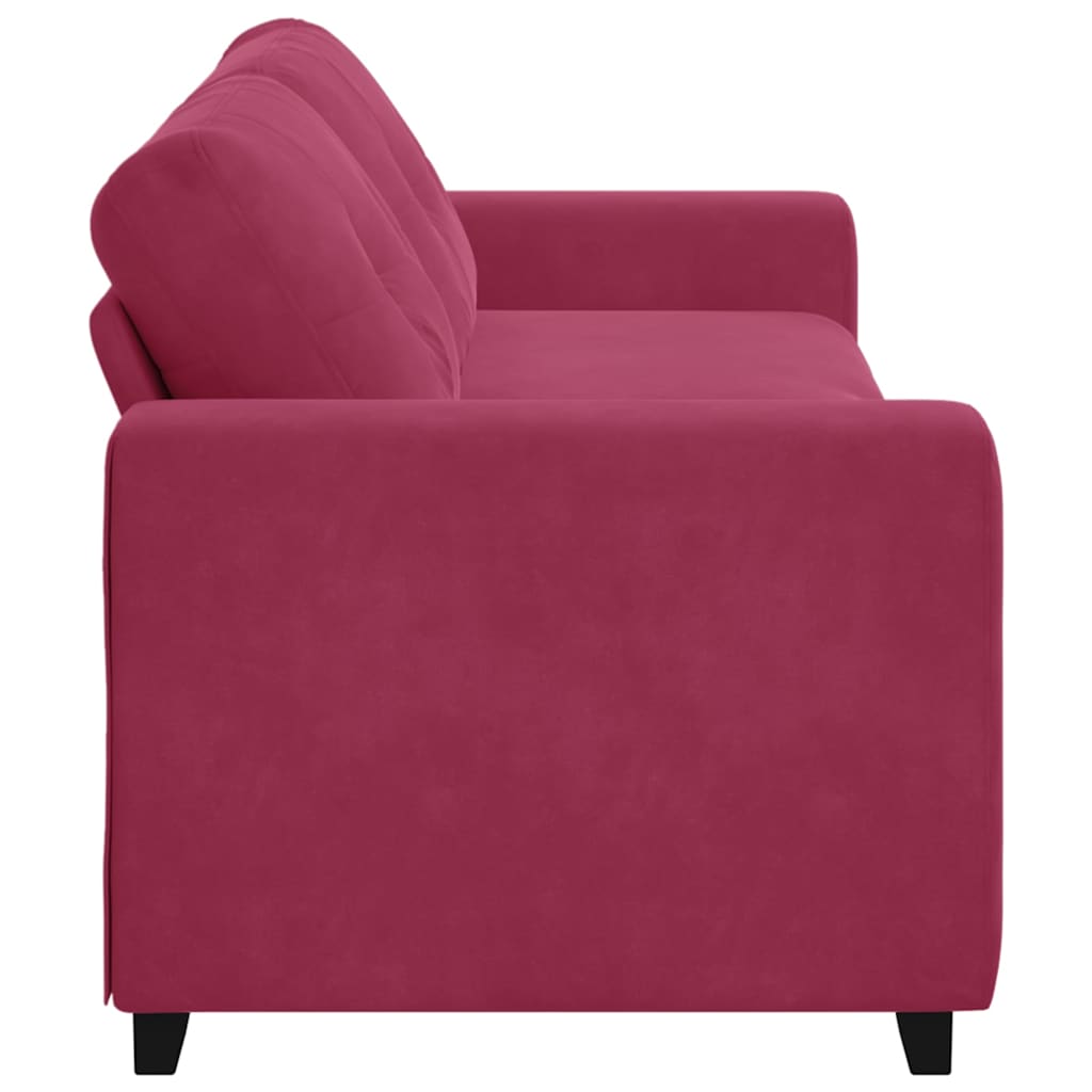 Sofá de 3 Lugares com almofada vermelho tinto Veludo