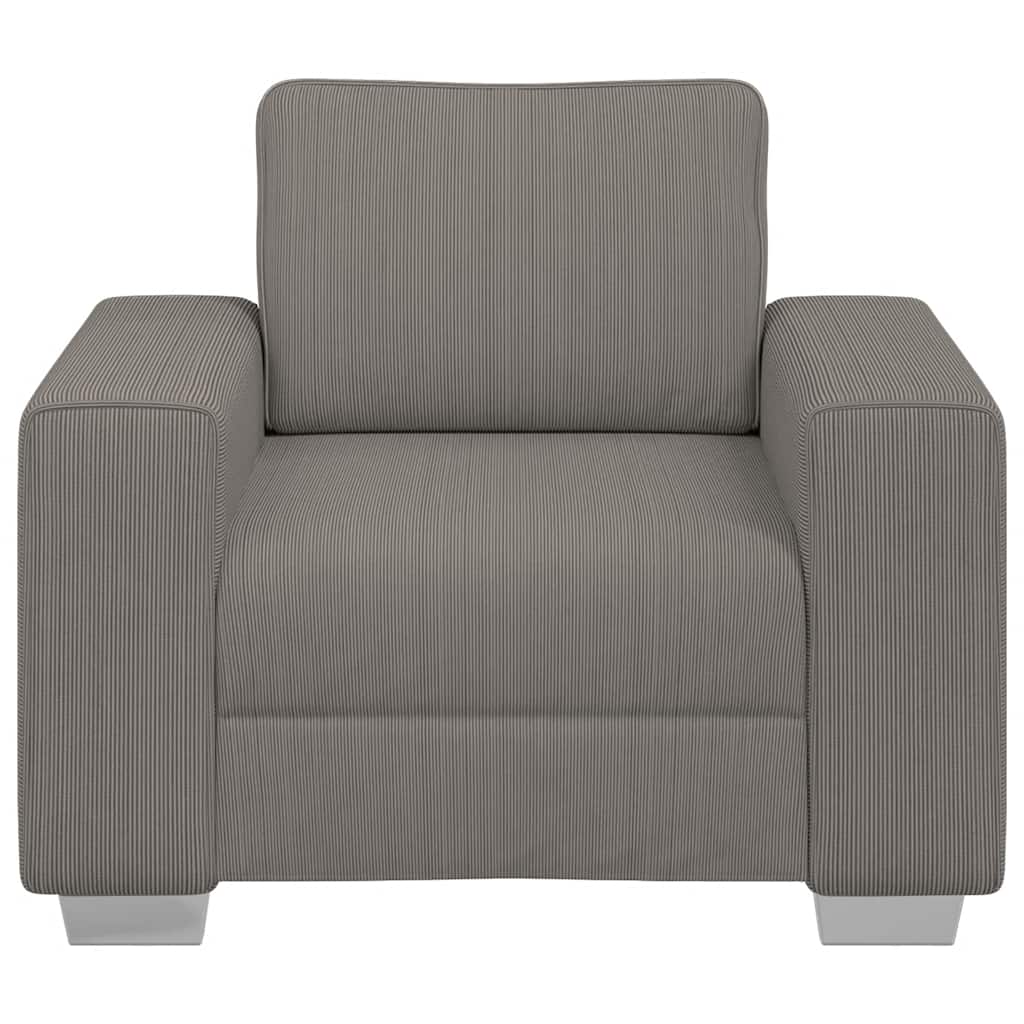 Poltrona 60 cm tecido corduroy cinzento-claro