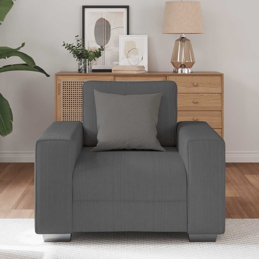 Poltrona 60 cm tecido corduroy cinzento-escuro