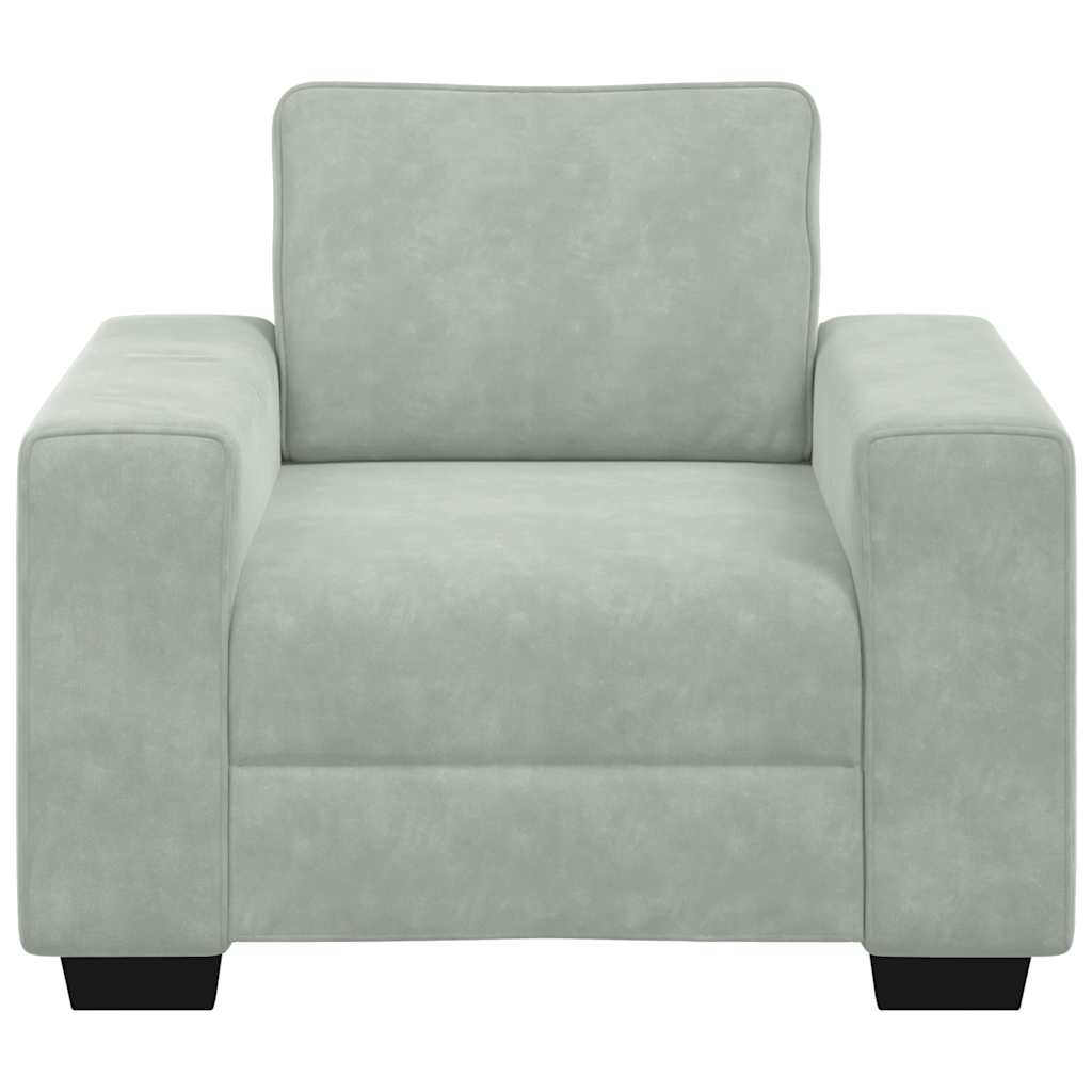 Poltrona 60 cm veludo cinzento-claro