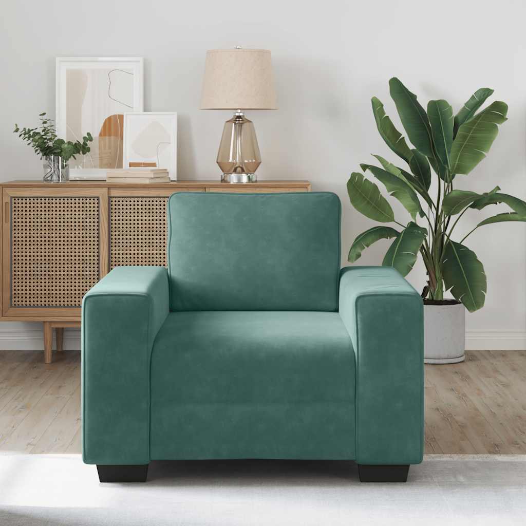 Poltrona 60 cm veludo verde-escuro