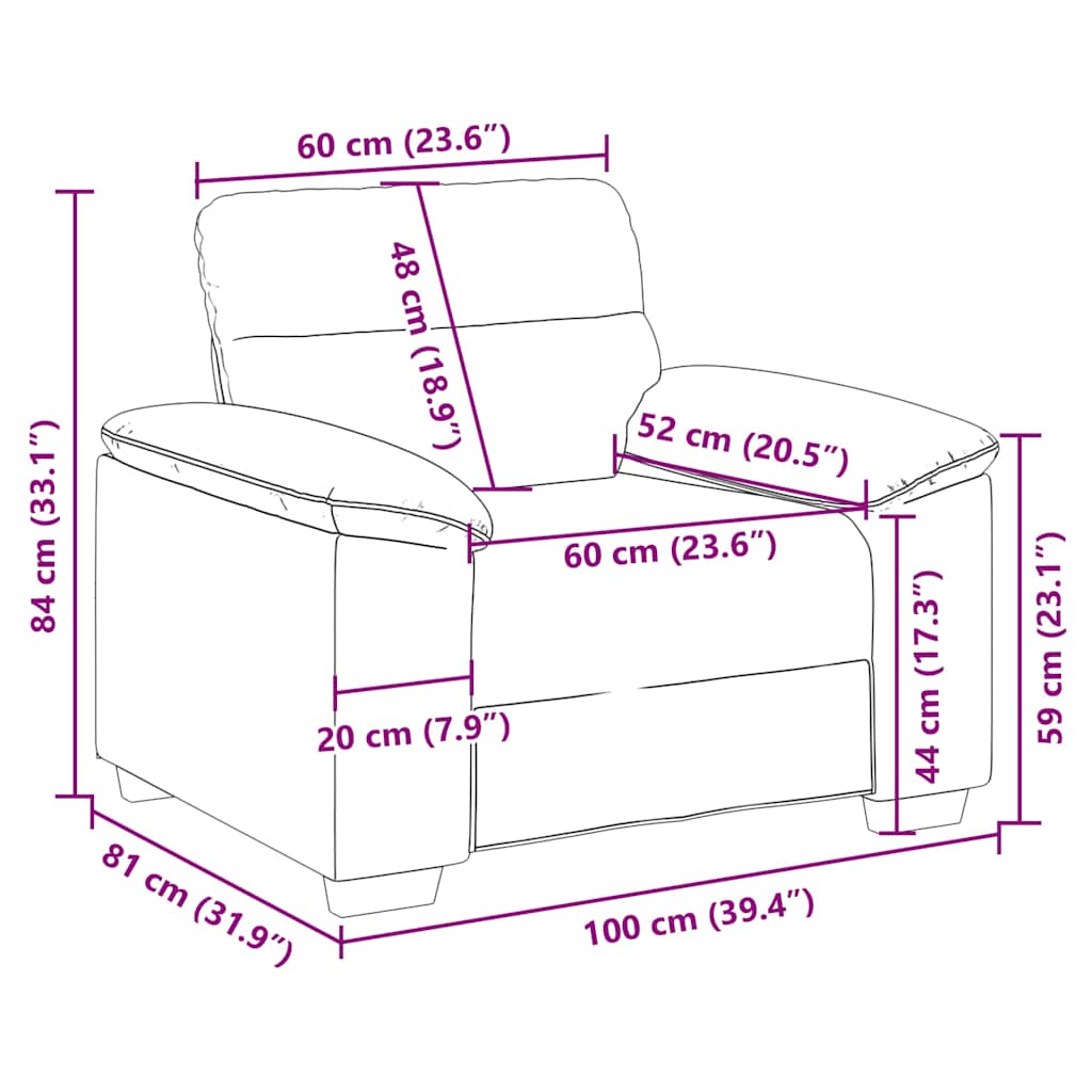 Poltrona 60 cm tecido cinzento-escuro