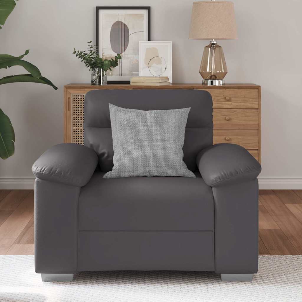 Poltrona 60 cm couro artificial cinzento