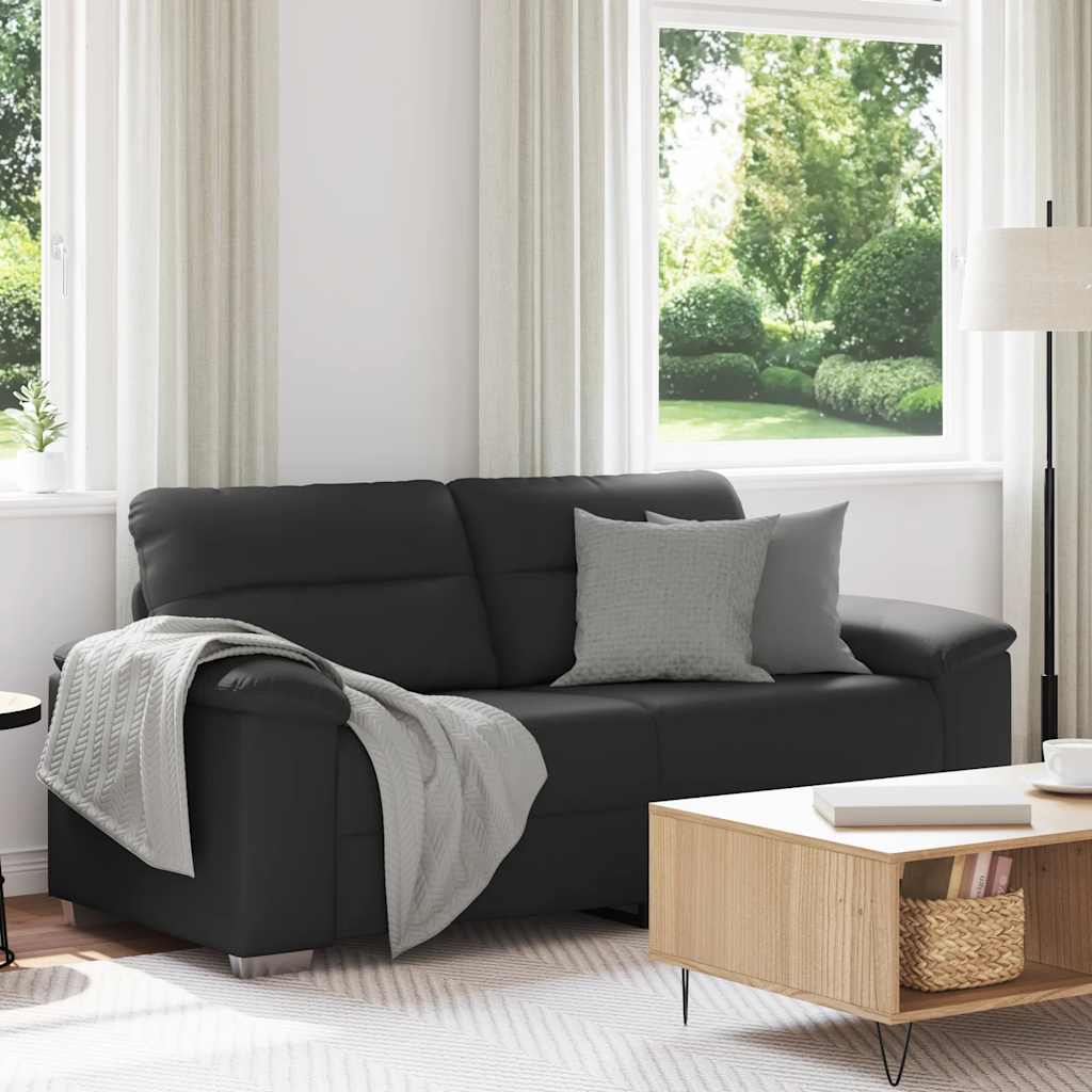 Sofá de 2 lugares preto 140 cm couro sintético