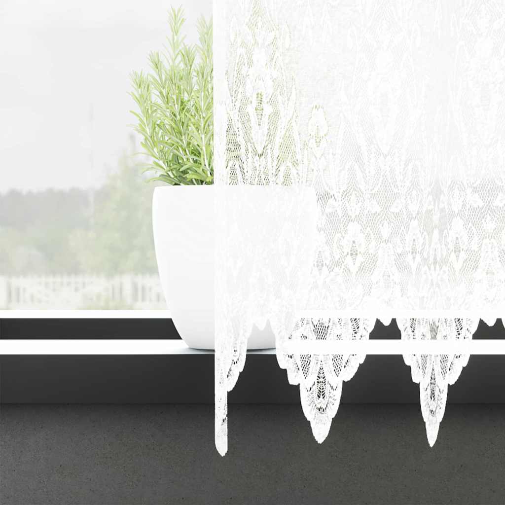 Cortina de Renda com cortinas Branco 500x100cm Poliéster