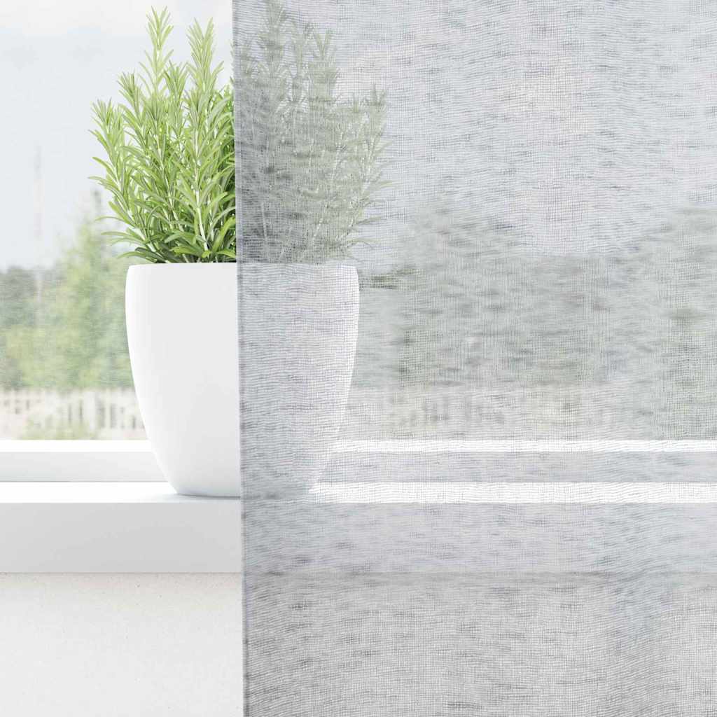 Cortina de Voile 2 pcs Cinzento escuro 140x140cm Poliéster