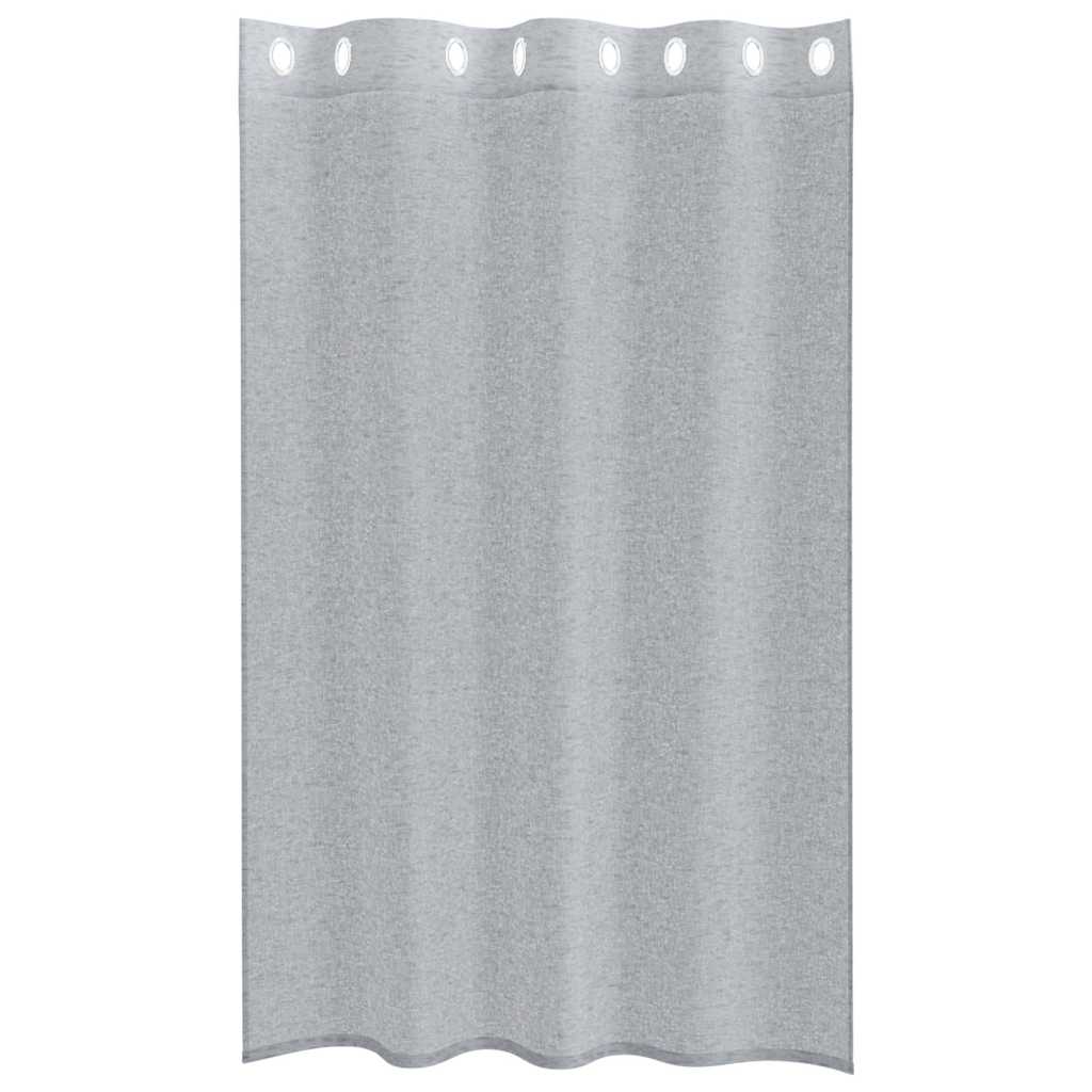 Cortina de Voile 2 pcs Cinzento escuro 140x175cm Poliéster