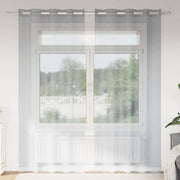 Cortina de Voile 2 pcs Cinzento escuro 140x225cm Poliéster