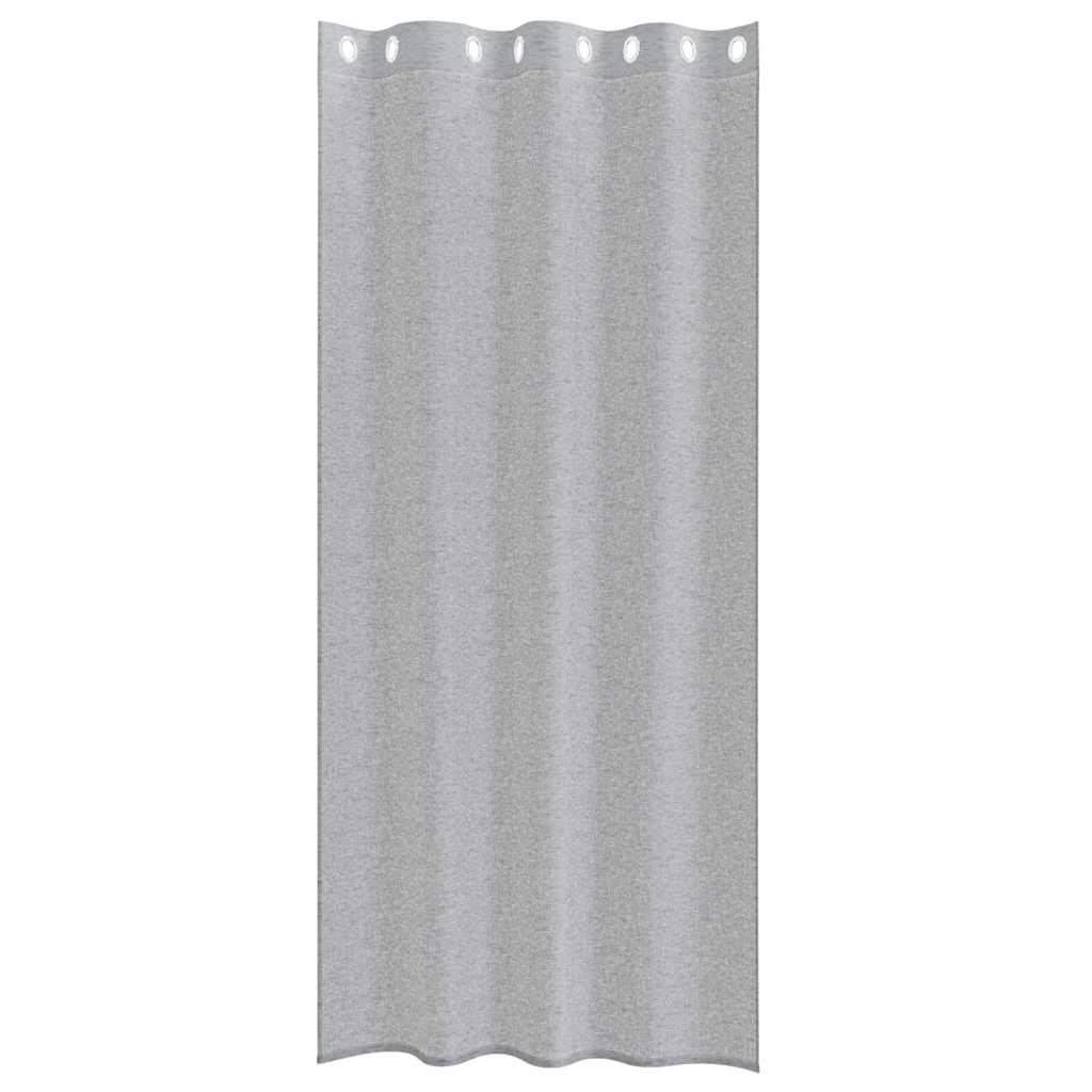 Cortina de Voile 2 pcs Cinzento escuro 140x260cm Poliéster