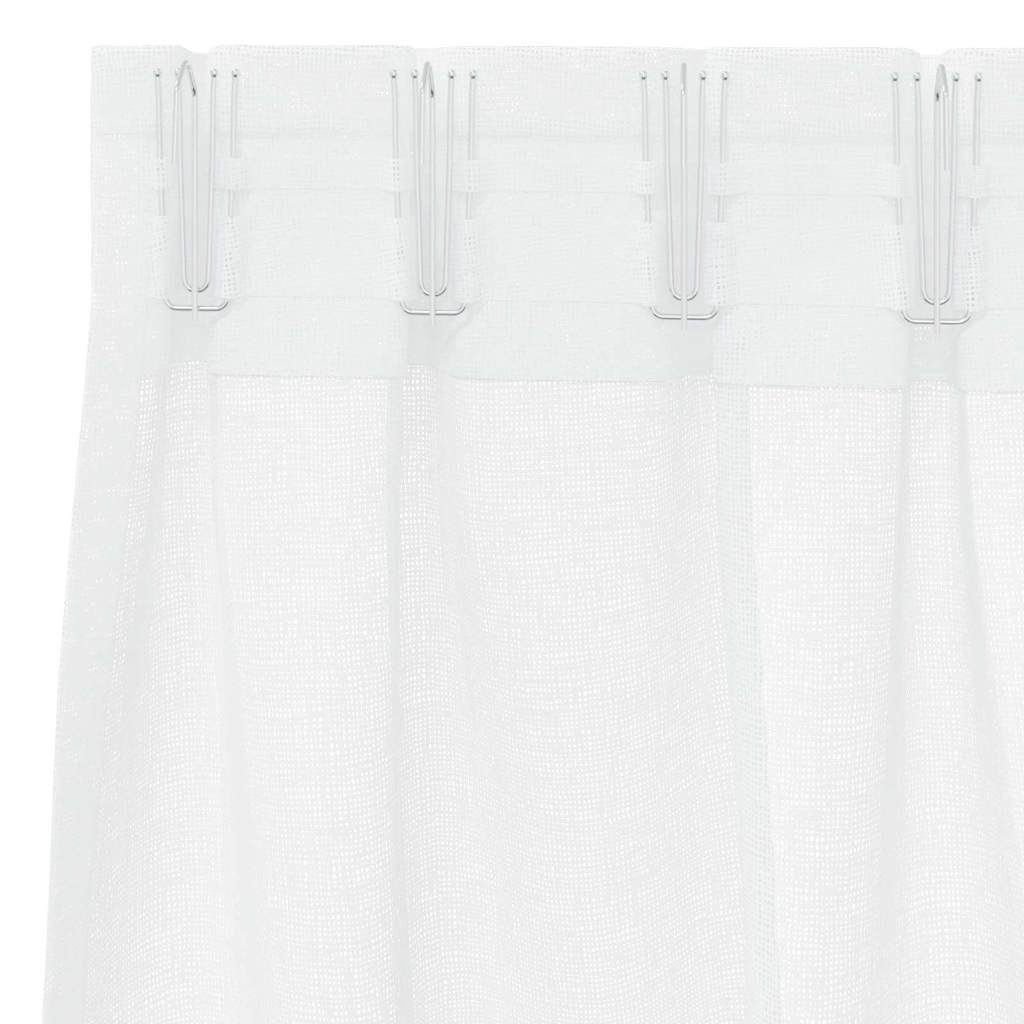 Cortina de Voile com cortinas 2 pcs Branco 140x225cm Poliéster