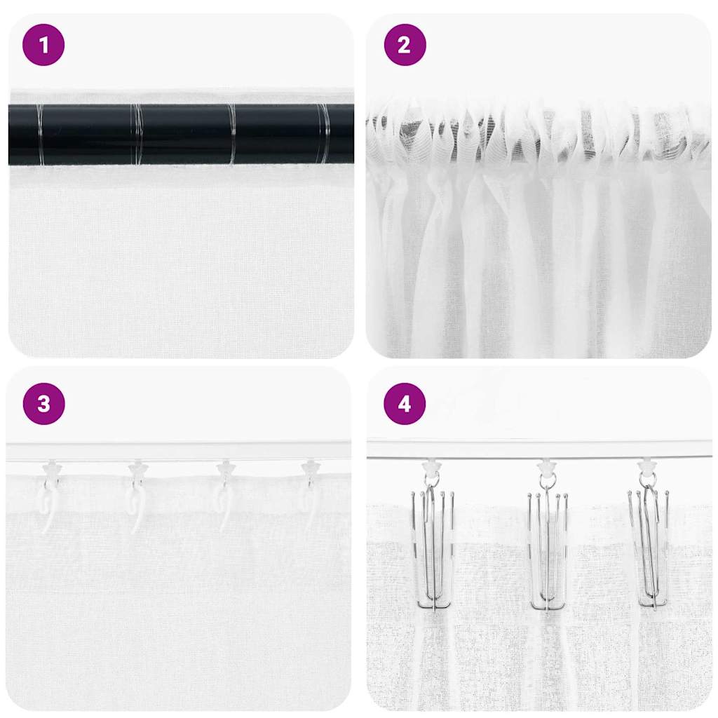 Cortina de Voile com cortinas 2 pcs Branco 140x225cm Poliéster