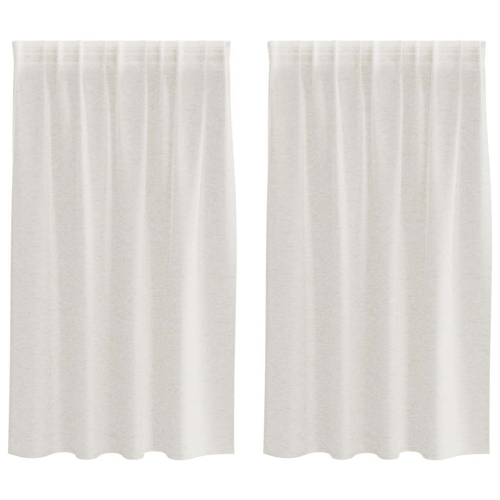 Cortina de Voile com cortinas 2 pcs Creme 140x175cm Poliéster
