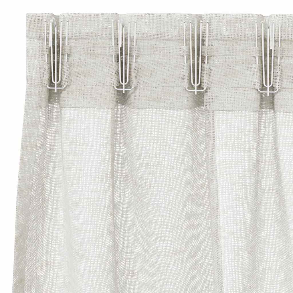 Cortina de Voile com cortinas 2 pcs Creme 140x225cm Poliéster