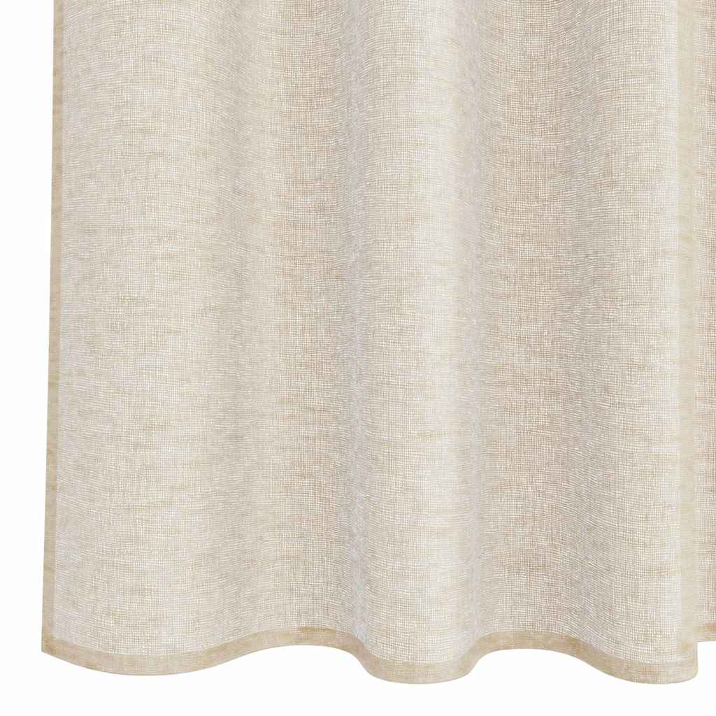 Cortina de Voile com cortinas 2 pcs Areia 140x175cm Poliéster