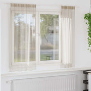 Cortina de Voile com cortinas 2 pcs Areia 140x175cm Poliéster