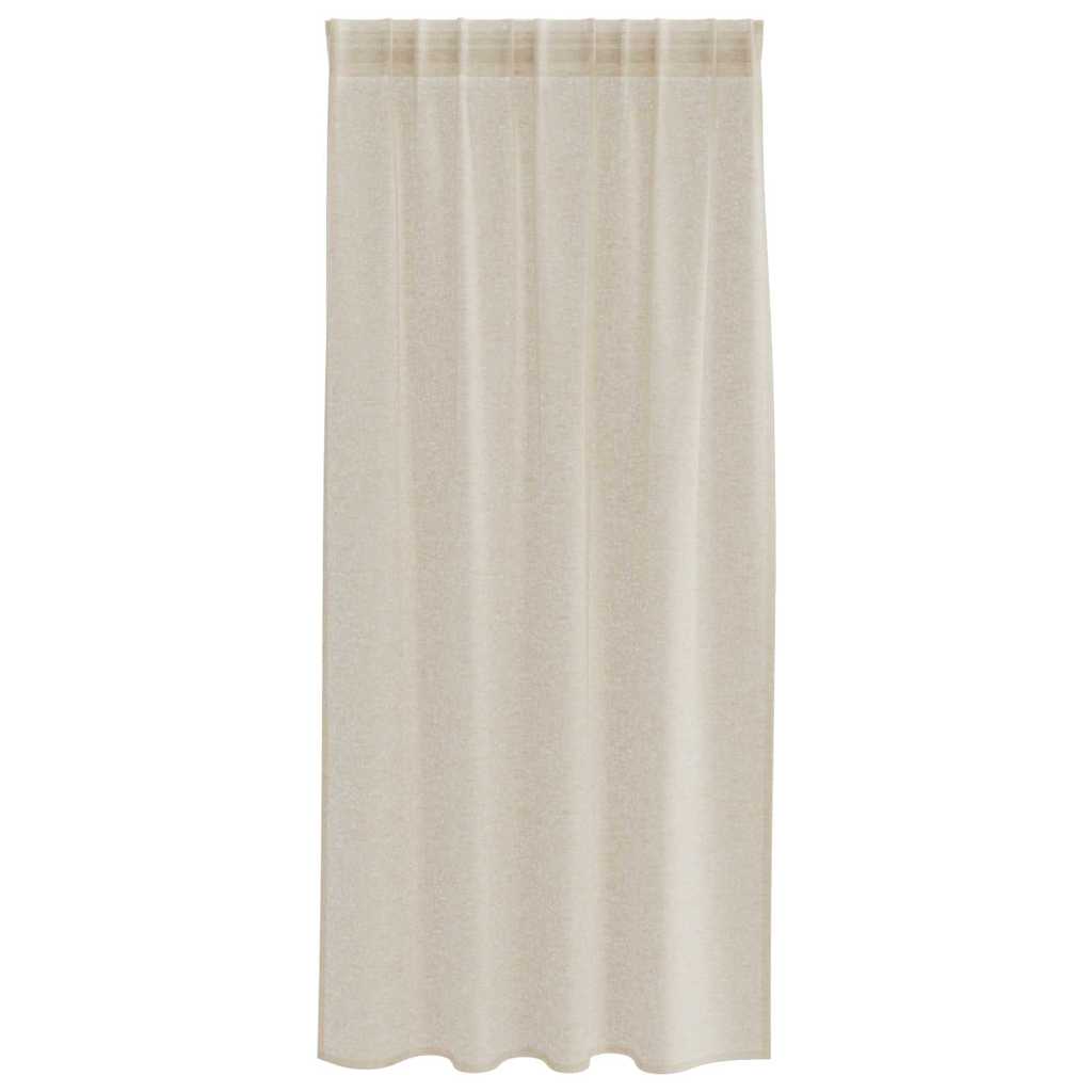 Cortina de Voile com cortinas 2 pcs Areia 140x175cm Poliéster