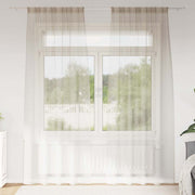 Cortina de Voile com cortinas 2 pcs Areia 140x260cm Poliéster
