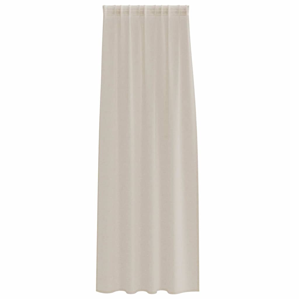 Cortina de Voile com cortinas 2 pcs Areia 140x260cm Poliéster