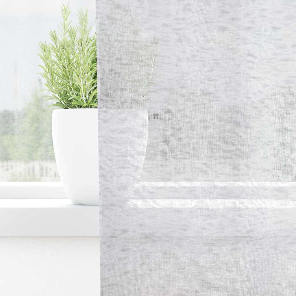 Cortina de Voile 2 pcs Cinzento-claro 140x140cm Poliéster
