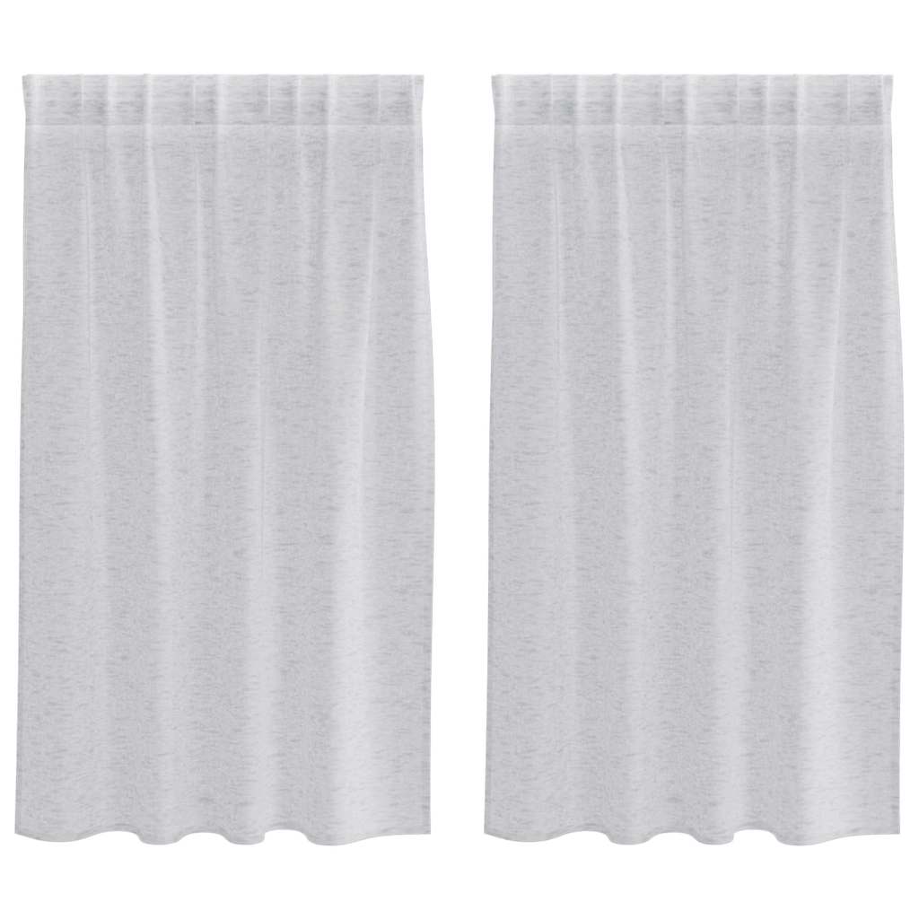 Cortina de Voile 2 pcs Cinzento-claro 140x175cm Poliéster
