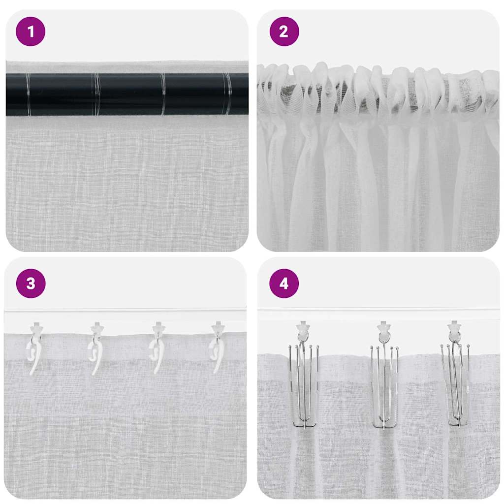 Cortina de Voile 2 pcs Cinzento-claro 140x175cm Poliéster