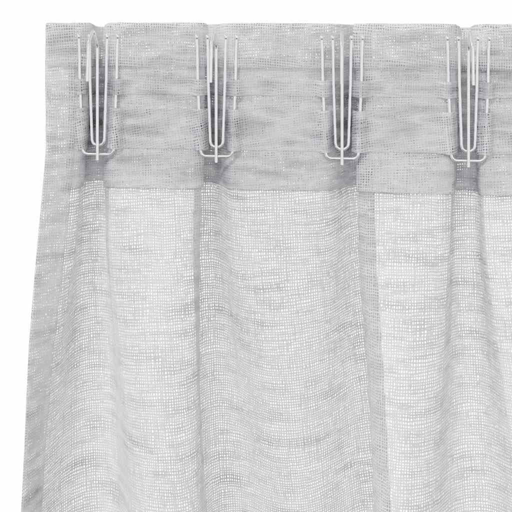 Cortina de Voile 2 pcs Cinzento-claro 140x225cm Poliéster