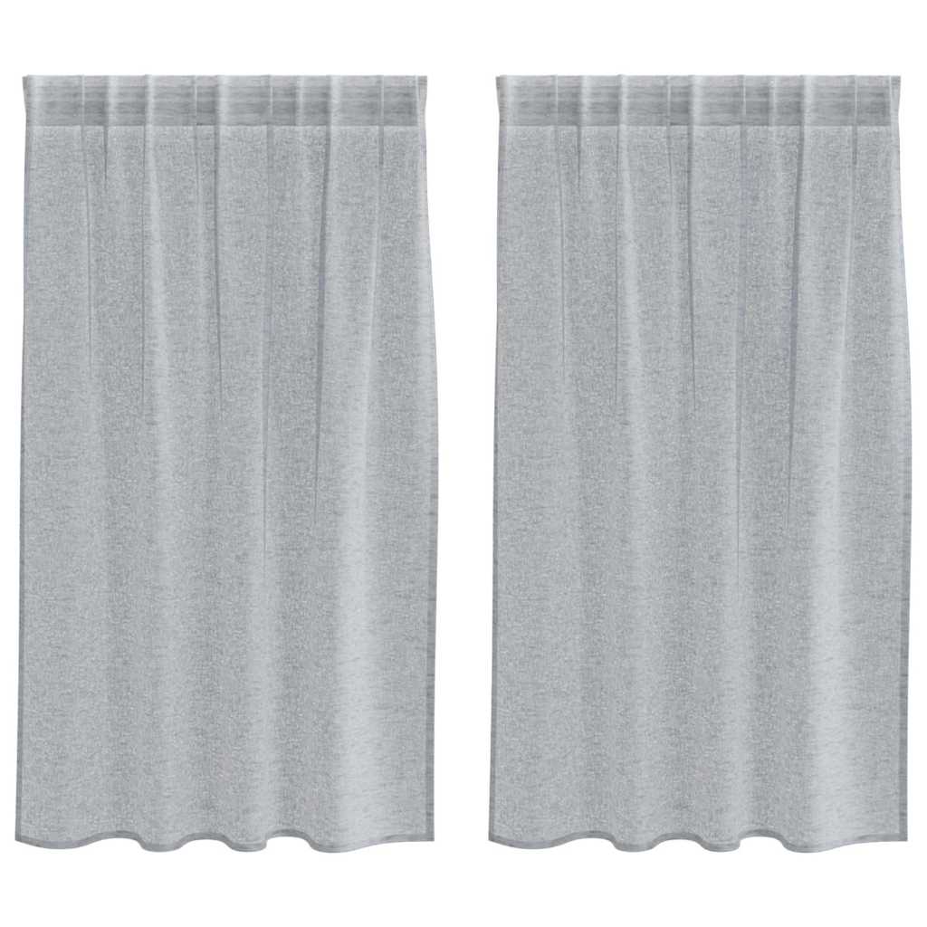 Cortina de Voile 2 pcs Cinzento escuro 140x175cm Poliéster
