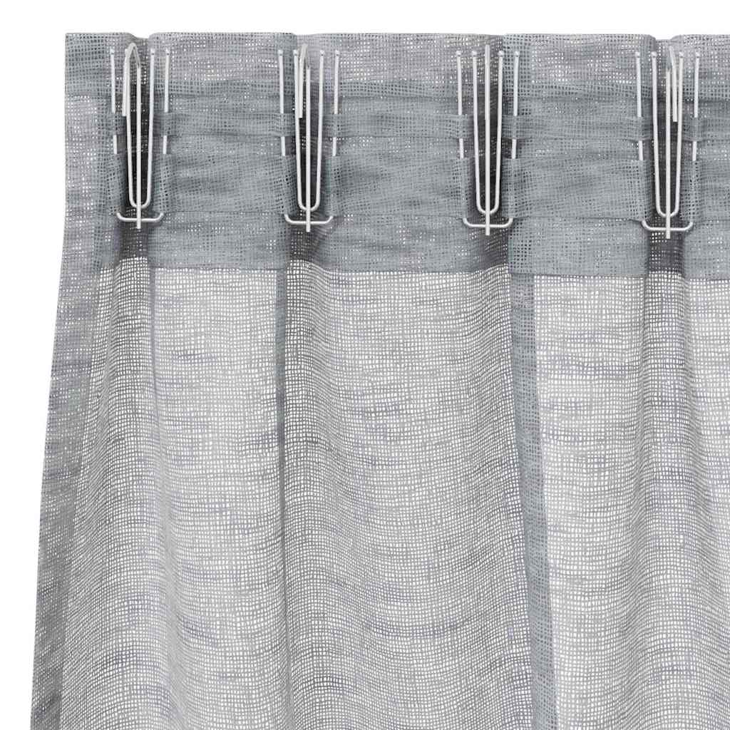 Cortina de Voile 2 pcs Cinzento escuro 140x225cm Poliéster