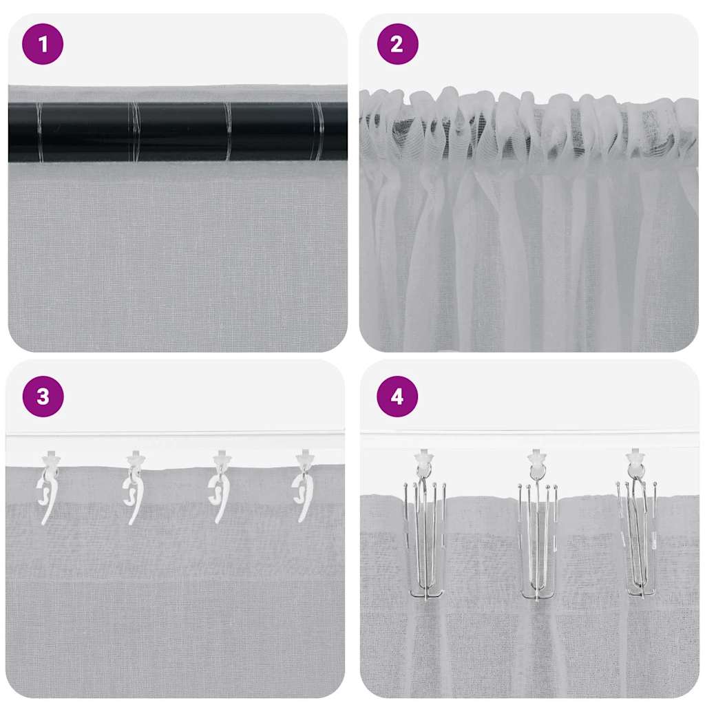 Cortina de Voile 2 pcs Cinzento escuro 140x225cm Poliéster