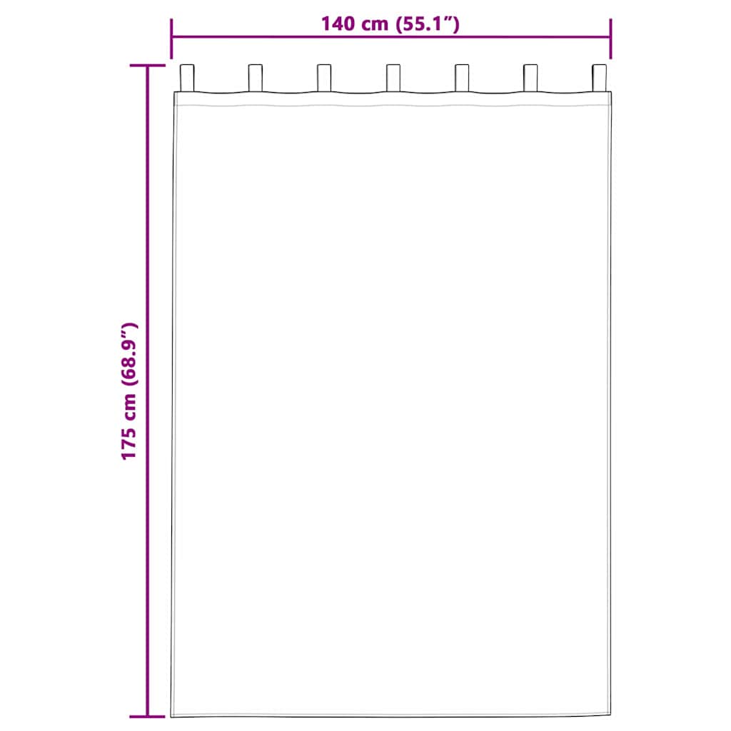 Cortina de Voile com cortinas 2 pcs Branco 140x175cm Poliéster