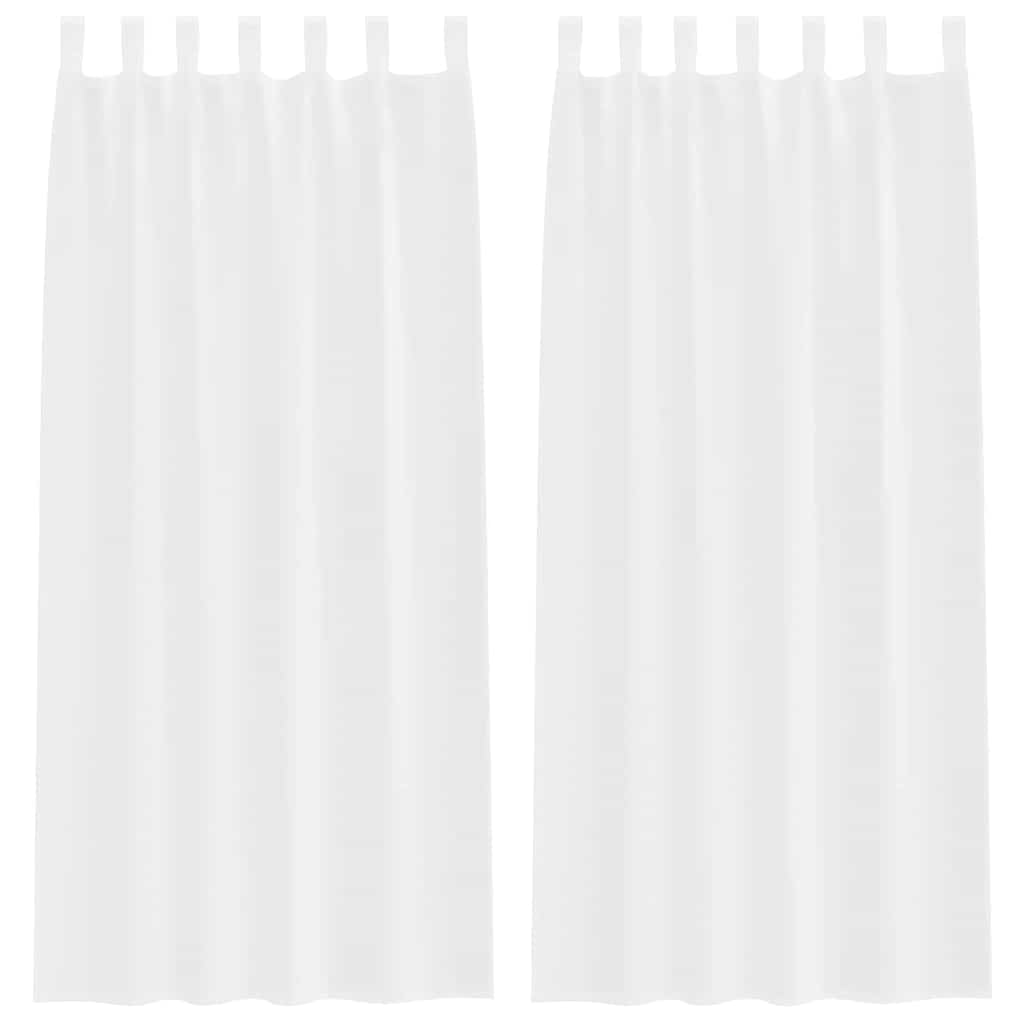 Cortina de Voile com cortinas 2 pcs Branco 140x175cm Poliéster