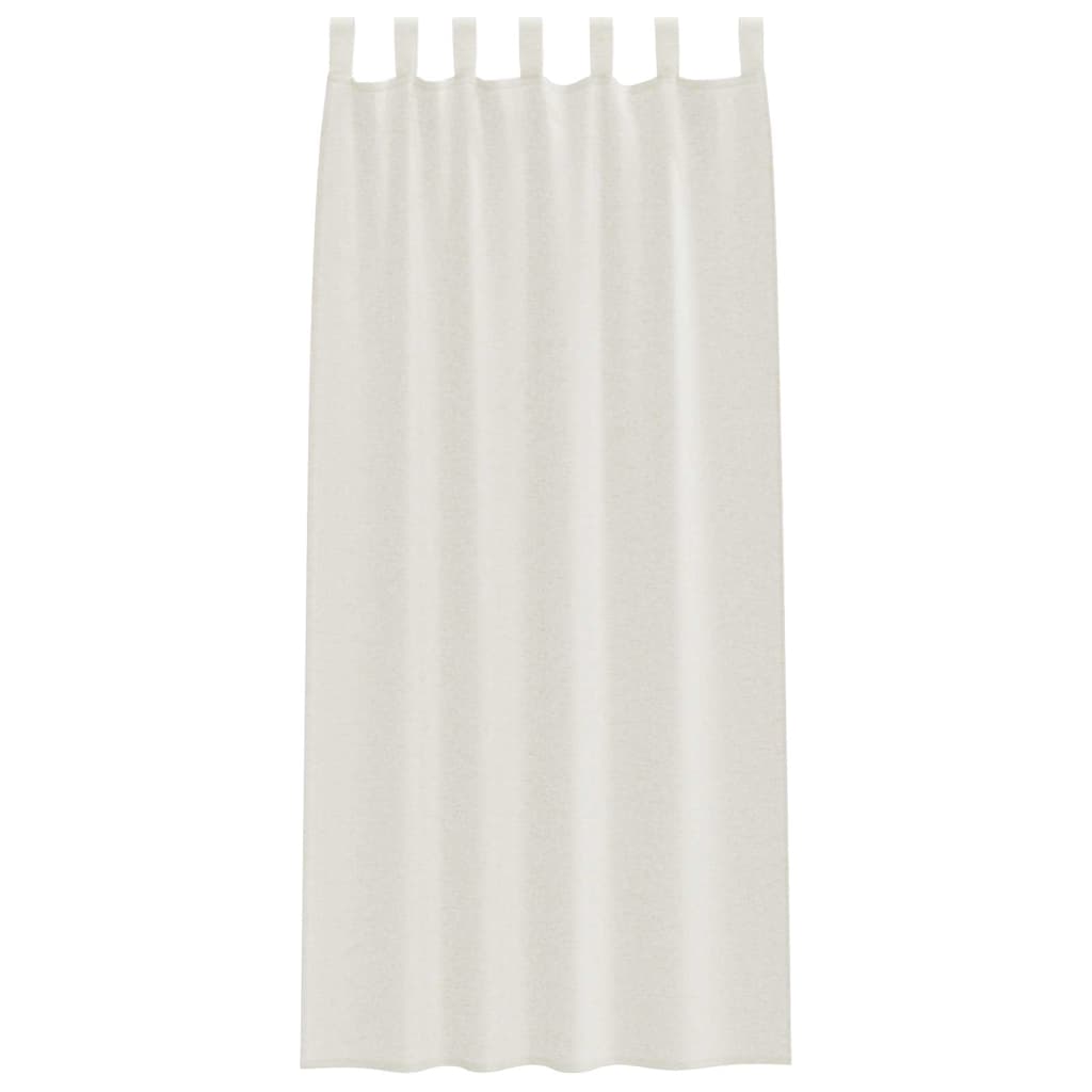 Cortina de Voile com cortinas 2 pcs Creme 140x245cm Poliéster
