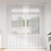 Cortina de Voile 2 pcs Cinzento-claro 140x260cm Poliéster