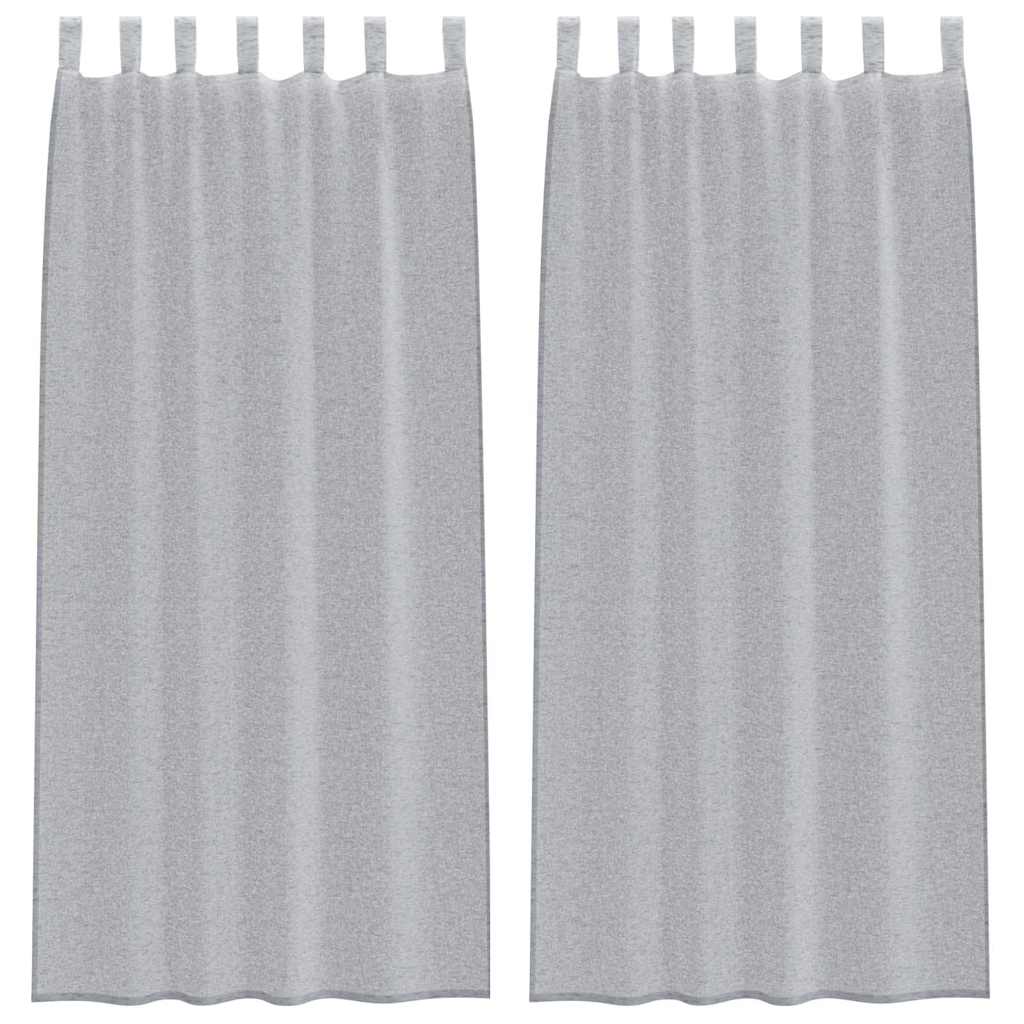 Cortina de Voile 2 pcs Cinzento escuro 140x175cm Poliéster