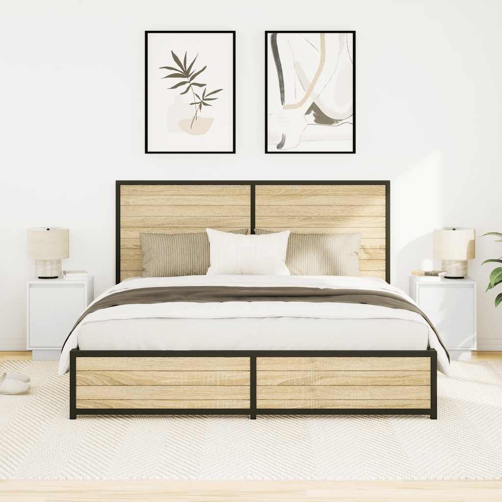 Mesas cabeceira c/ luzes LED 2 pcs 38x34x50 cm branco