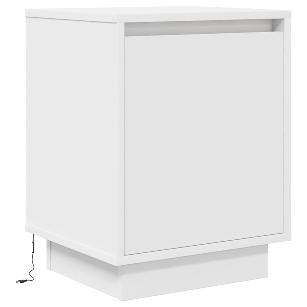 Mesas cabeceira c/ luzes LED 2 pcs 38x34x50 cm branco