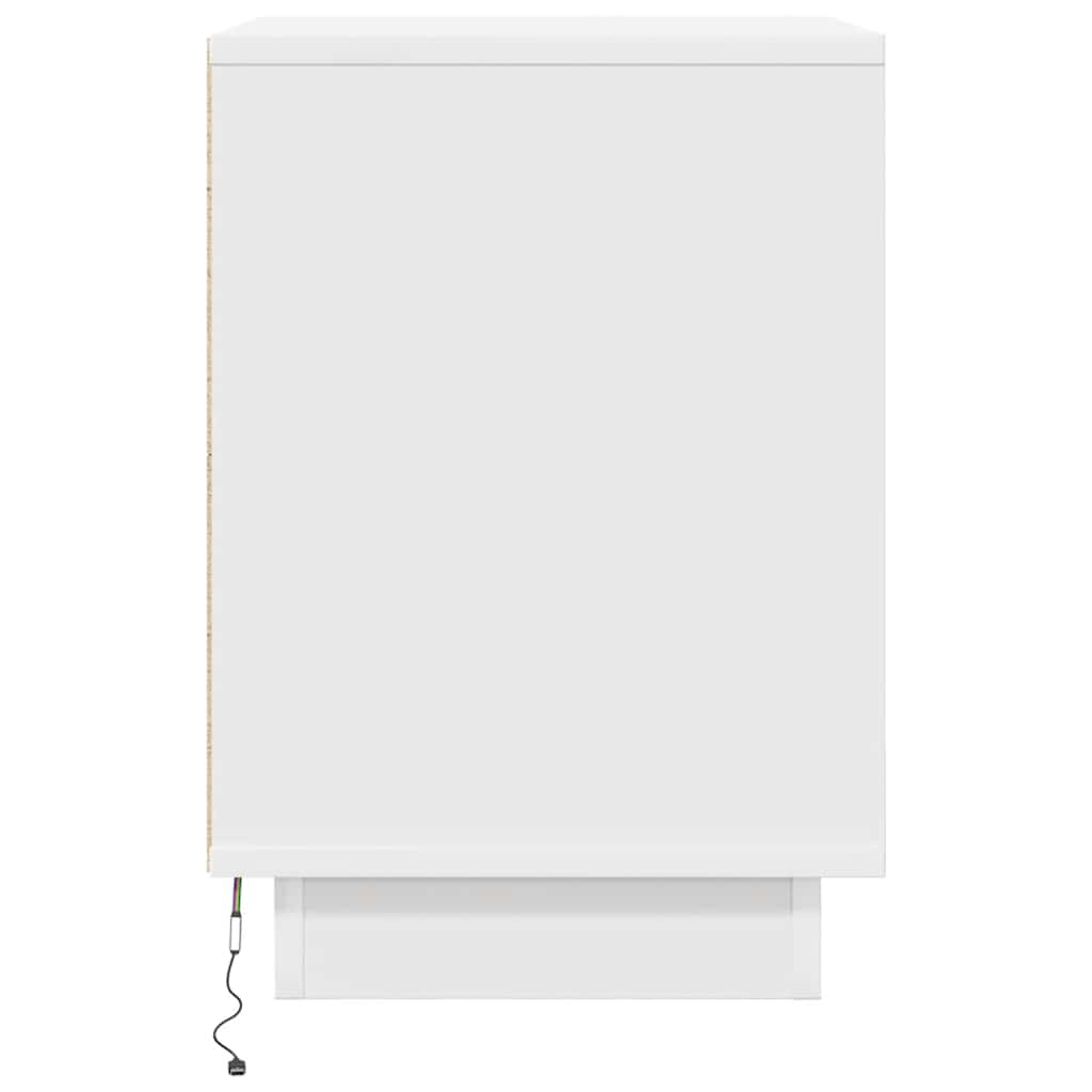 Mesas cabeceira c/ luzes LED 2 pcs 38x34x50 cm branco
